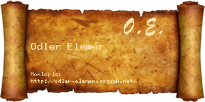 Odler Elemér névjegykártya